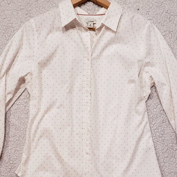 L.L. Bean Polka Dot Button Down Shirt: Size M - Picture 5 of 5